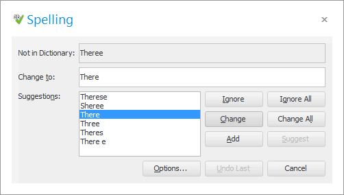 Spell check window