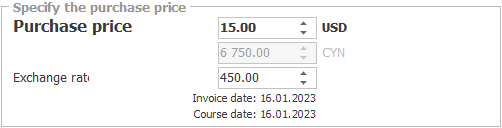 Purchase price in foreign currency