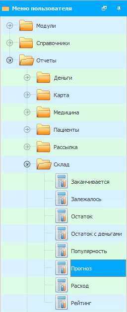 Меню. Прогноз