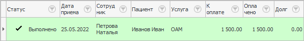 Статус исследования после внесения результатов