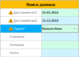 Посещения определенного пациента за конкретный период времени