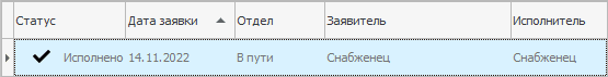 Статус завершенной заявки.