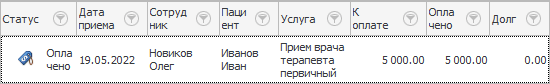 Пациент оплатил услуги