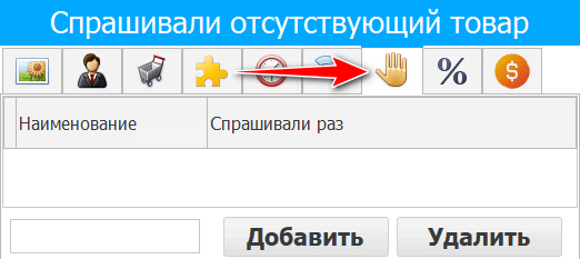 Вкладка. Спрашивали отсутствующий товар