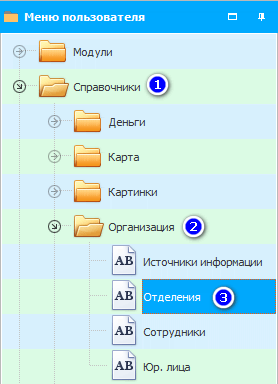 Меню. Подразделения