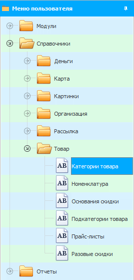 Категории и подкатегории товаров