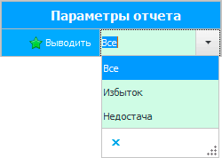 Параметры инвентаризационной ведомости