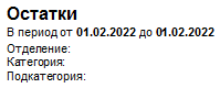 Значения параметров отчета