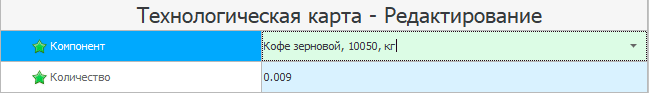 Заполнение технологической карты