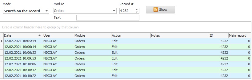 Audit in a table