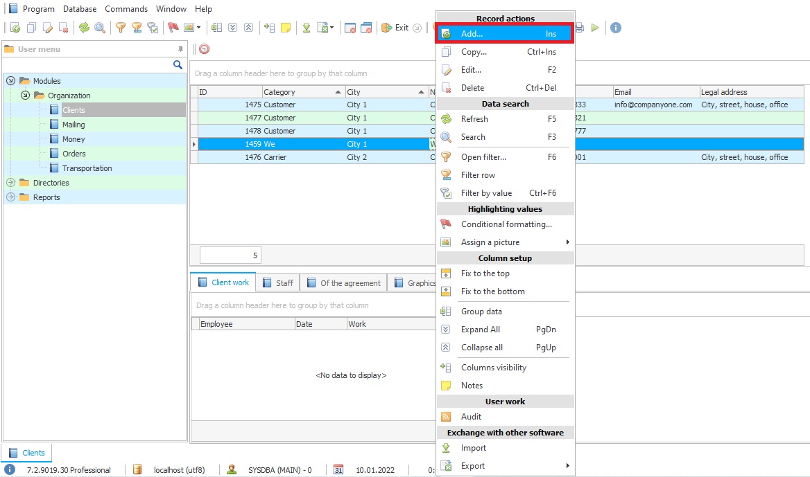 Adding a legal entity