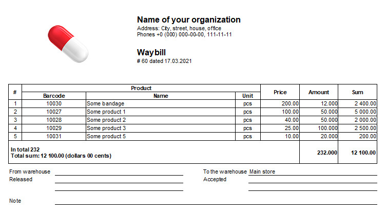 Final invoice