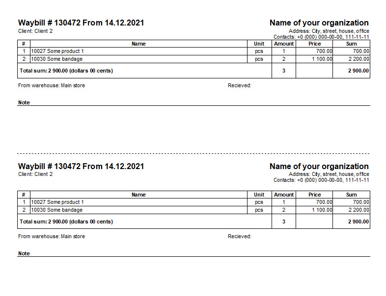 Consignment note