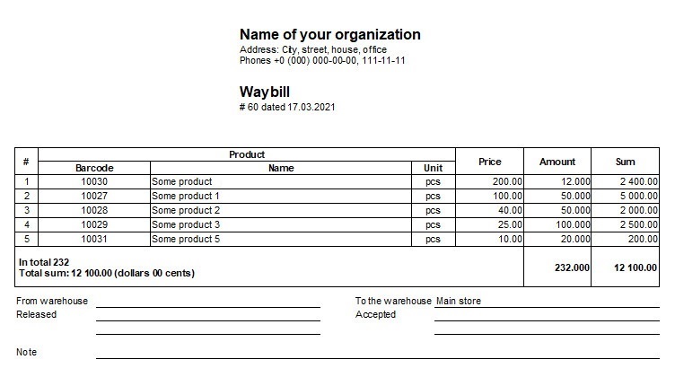 Final invoice