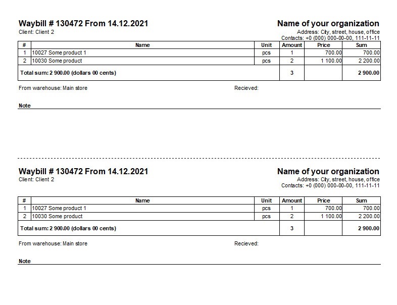 Consignment note